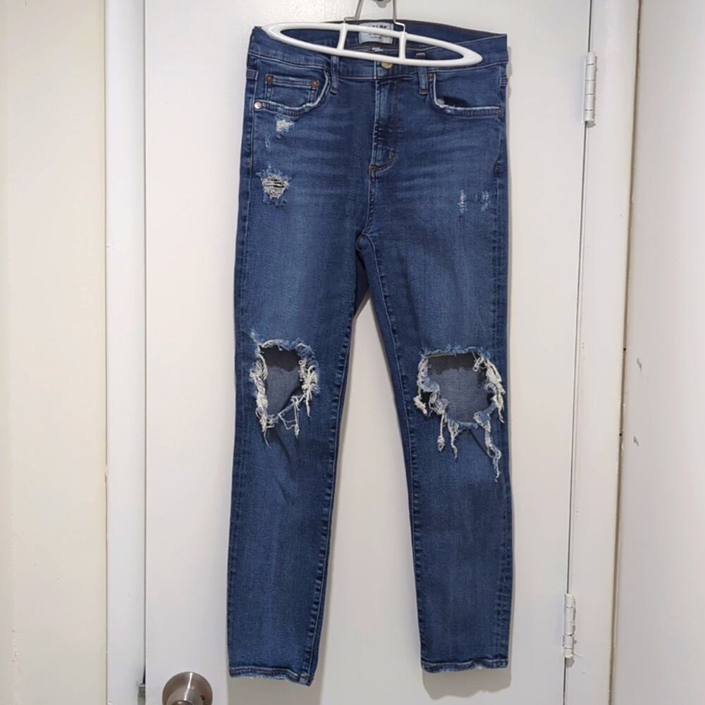 AGOLDE Sophie High Rise Skinny Crop in "Spite" Distressed Denim Women's Size 29 - Picture 7 of 8